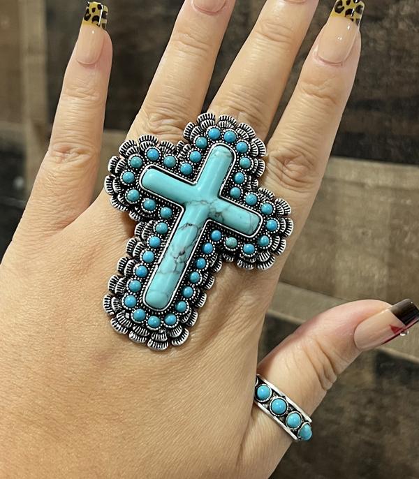 WHAT'S NEW :: Wholesale Western Turquoise Cross Large Ring