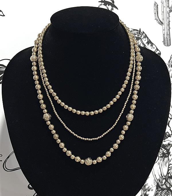 New Arrival :: Wholesale Silver Ball Bead Layered Necklace