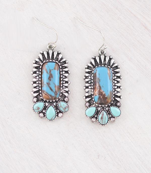 New Arrival :: Wholesale Western Turquoise Semi Stone Earrings