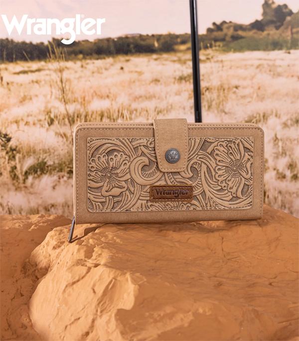 New Arrival :: Wholesale Wrangler Floral Tooled RFID Wristlet