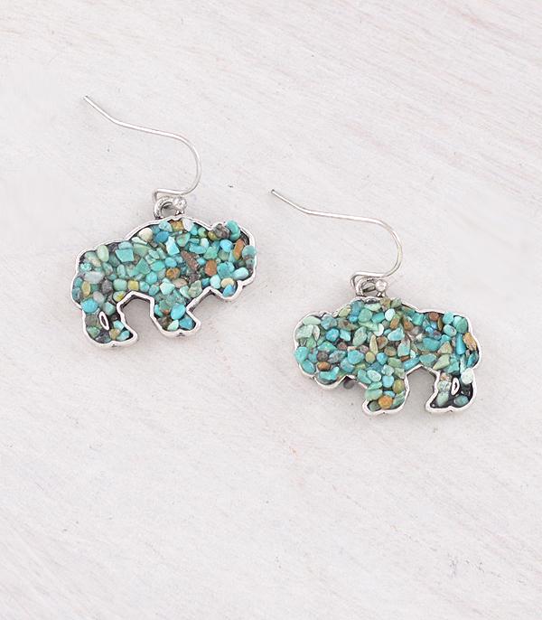New Arrival :: Wholesale Western Turquoise Buffalo Earrings
