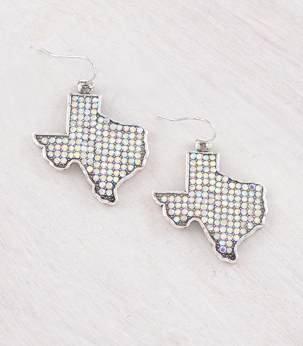 New Arrival :: Wholesale Rhinestone Pave Texas Map Earrings