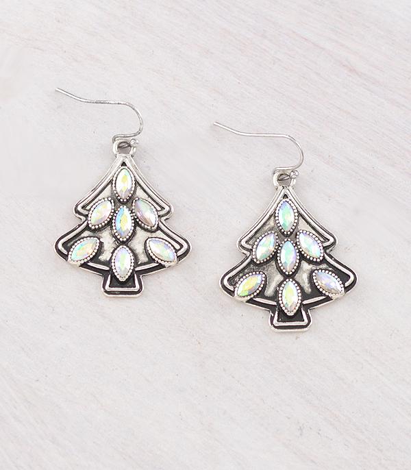 New Arrival :: Wholesale Western AB Stone Christmas Tree Earrings
