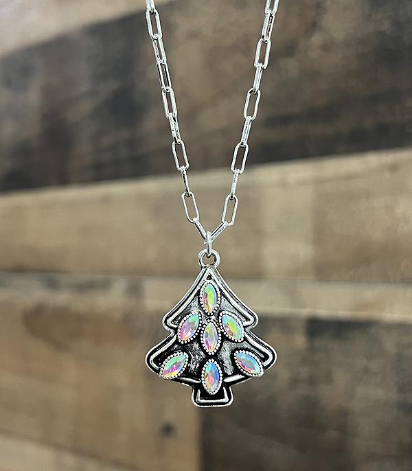 New Arrival :: Wholesale AB Stone Christmas Tree Necklace