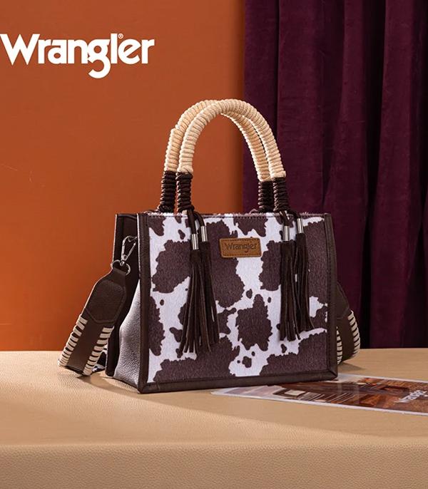 New Arrival :: Wholesale Wrangler Cow Print Rope Tote Bag