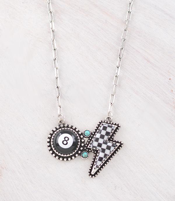 New Arrival :: Wholesale Western Checkered Bolt Necklace