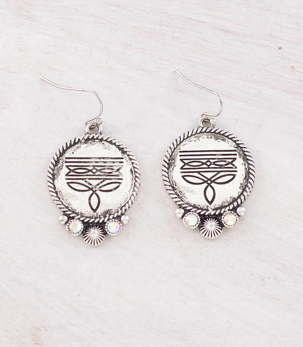 New Arrival :: Wholesale Western Boot Stitch Concho Earrings