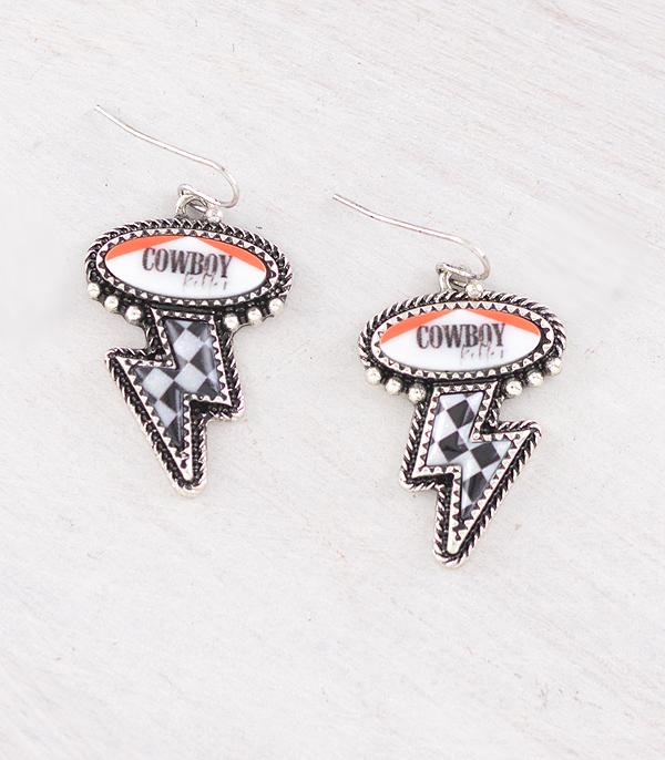 New Arrival :: Wholesale Western Cowboy Checkered Bolt Earrings
