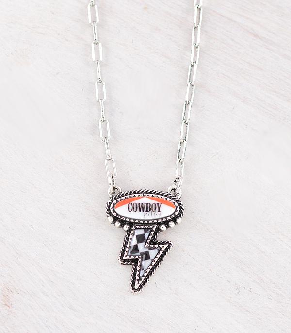 NECKLACES :: WESTERN TREND :: Wholesale Western Cowboy Checkered Bolt Necklace