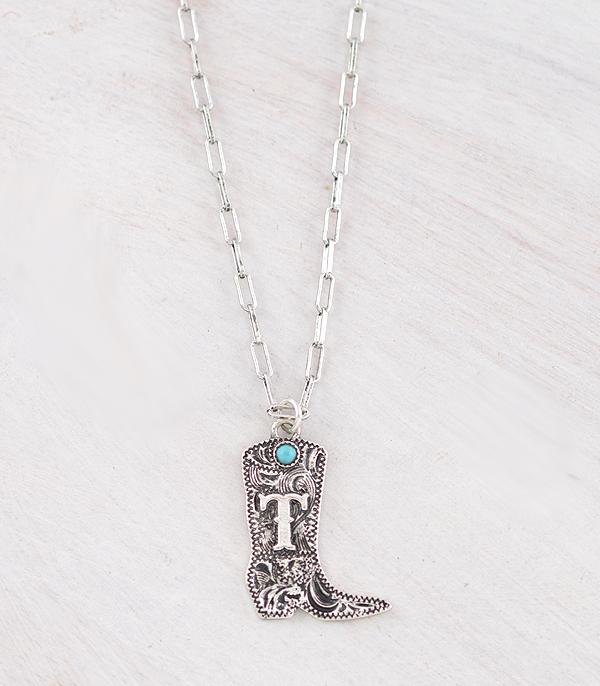 INITIAL JEWELRY :: NECKLACES | RINGS :: Wholesale Western Tooling Boot Initial Necklace