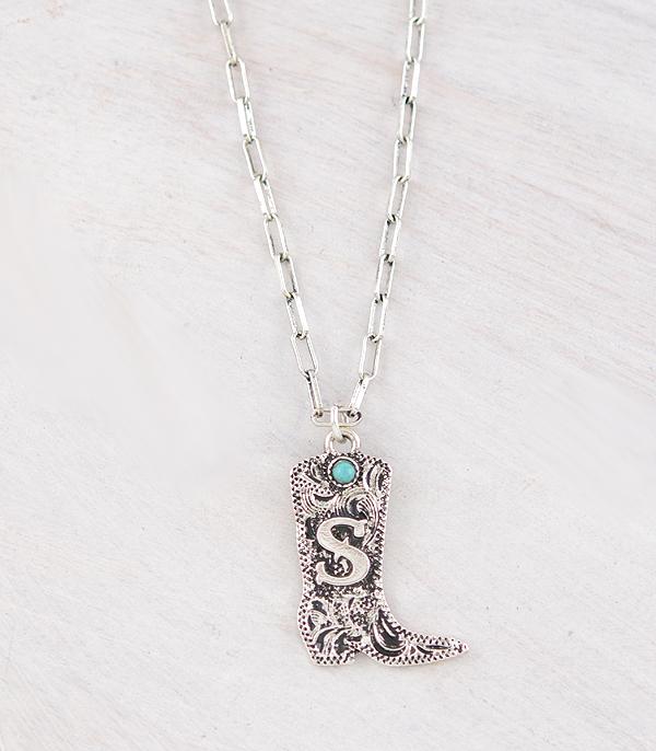 INITIAL JEWELRY :: NECKLACES | RINGS :: Wholesale Western Tooling Boot Initial Necklace