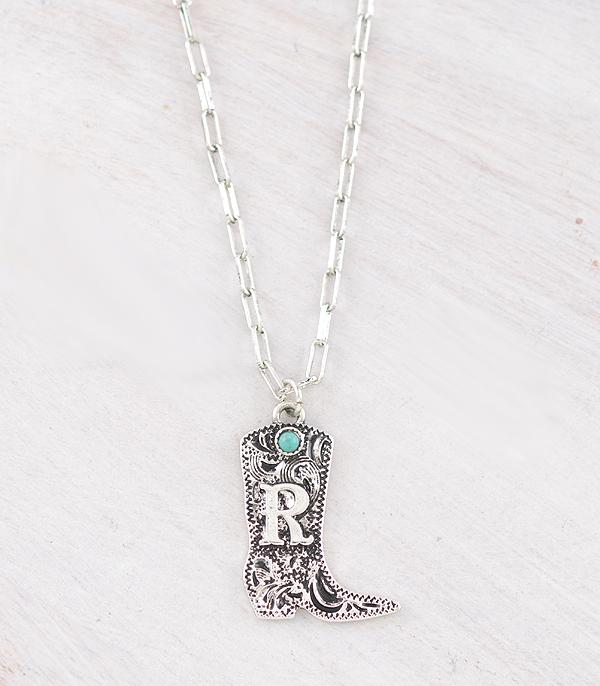 INITIAL JEWELRY :: NECKLACES | RINGS :: Wholesale Western Tooling Boot Initial Necklace