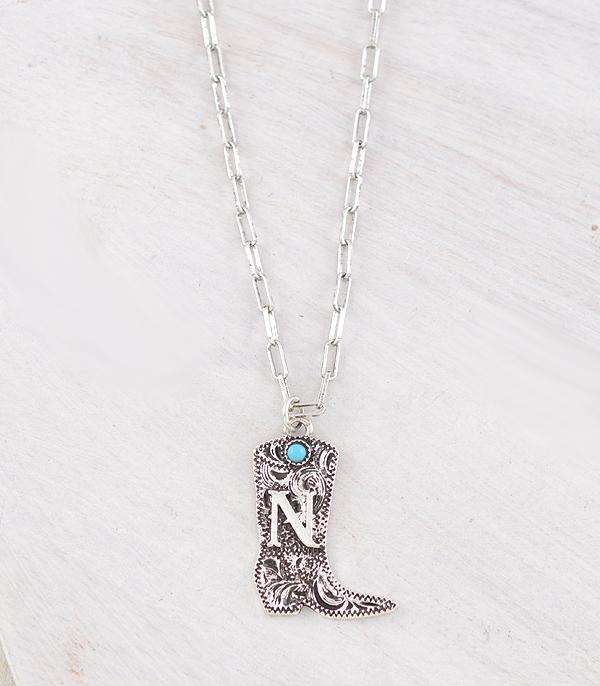 INITIAL JEWELRY :: NECKLACES | RINGS :: Wholesale Western Tooling Boot Initial Necklace