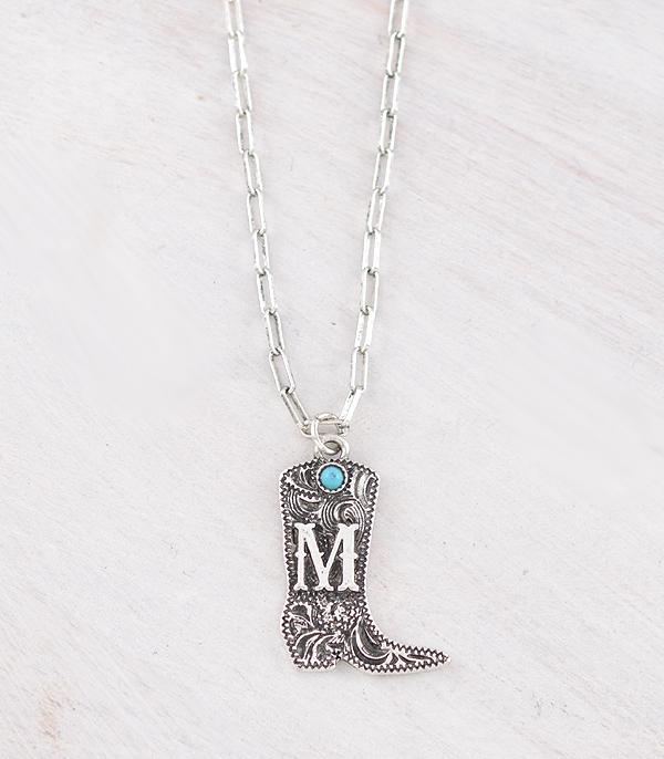 INITIAL JEWELRY :: NECKLACES | RINGS :: Wholesale Western Tooling Boot Initial Necklace