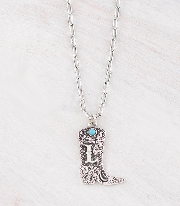 INITIAL JEWELRY :: NECKLACES | RINGS :: Wholesale Western Tooling Boot Initial Necklace