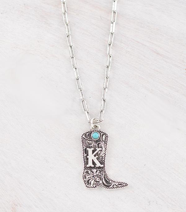 INITIAL JEWELRY :: NECKLACES | RINGS :: Wholesale Western Tooling Boot Initial Necklace