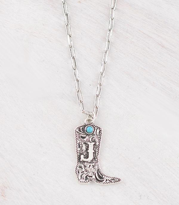 INITIAL JEWELRY :: NECKLACES | RINGS :: Wholesale Western Tooling Boot Initial Necklace