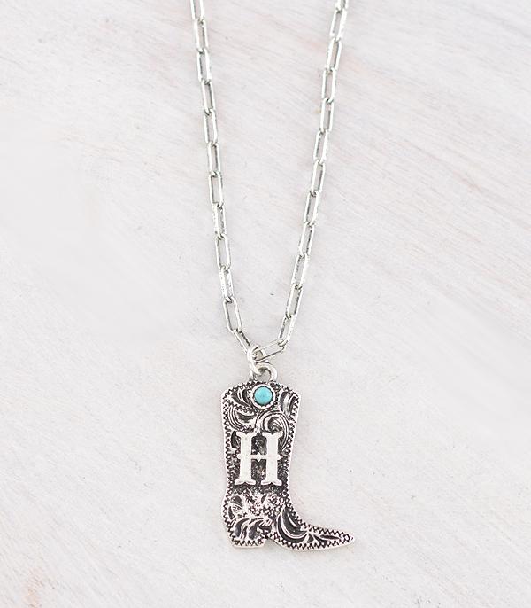 INITIAL JEWELRY :: NECKLACES | RINGS :: Wholesale Western Tooling Boot Initial Necklace