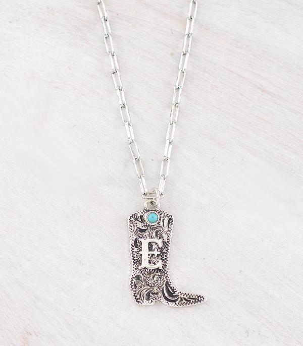 INITIAL JEWELRY :: NECKLACES | RINGS :: Wholesale Western Tooling Boot Initial Necklace