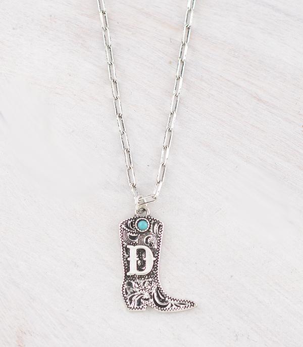 INITIAL JEWELRY :: NECKLACES | RINGS :: Wholesale Western Tooling Boot Initial Necklace