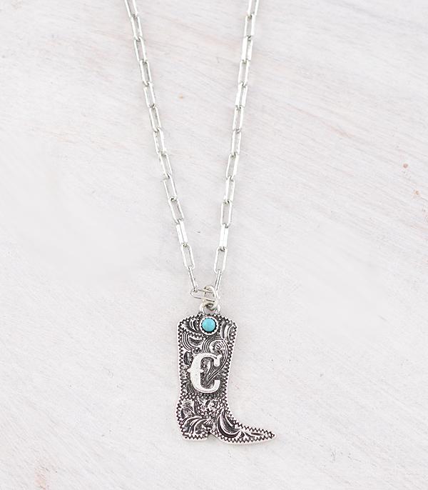 INITIAL JEWELRY :: NECKLACES | RINGS :: Wholesale Western Tooling Boot Initial Necklace