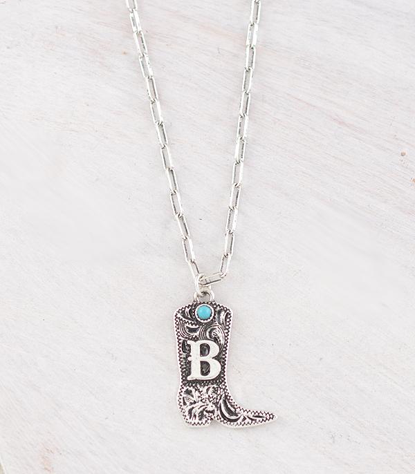 INITIAL JEWELRY :: NECKLACES | RINGS :: Wholesale Western Tooling Boot Initial Necklace