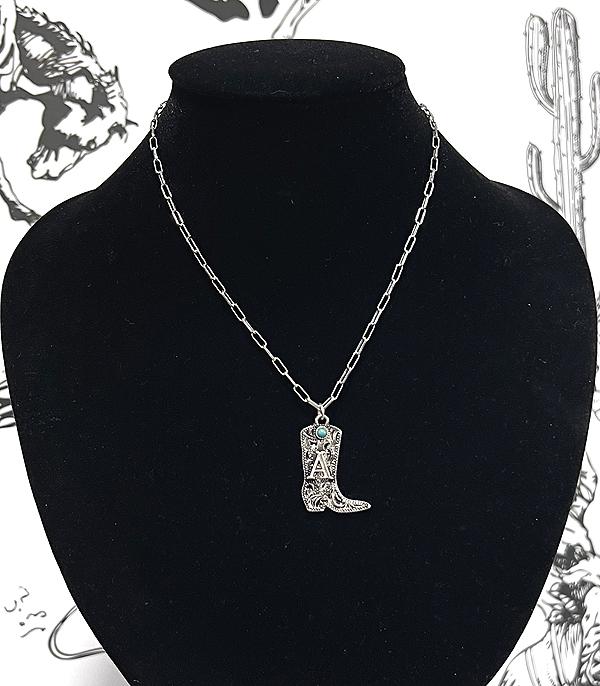 INITIAL JEWELRY :: NECKLACES | RINGS :: Wholesale Western Tooling Boot Initial Necklace