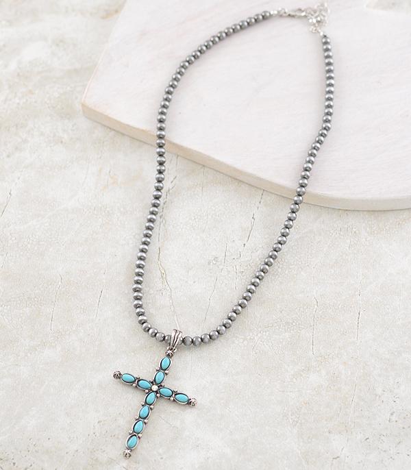 NECKLACES :: WESTERN TREND :: Wholesale Western Turquoise Cross Necklace