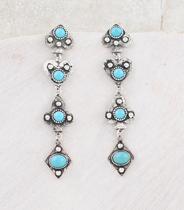 New Arrival :: Wholesale Western Turquoise Ace Earrings