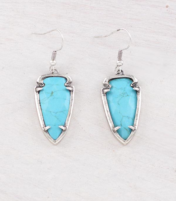 EARRINGS :: WESTERN HOOK EARRINGS :: Wholesale Western Turquoise Arrowhead Earrings