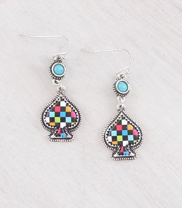 WHAT'S NEW :: Wholesale Checkered Spade Dangle Earrings