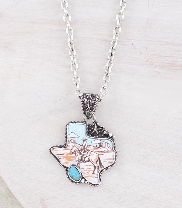 New Arrival :: Wholesale Western Cowboy Texas Map Necklace