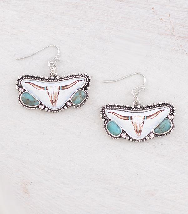 New Arrival :: Wholesale Western Cow Skull Earrings