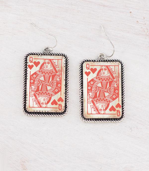 New Arrival :: Wholesale Queen of Hearts Card Earrings