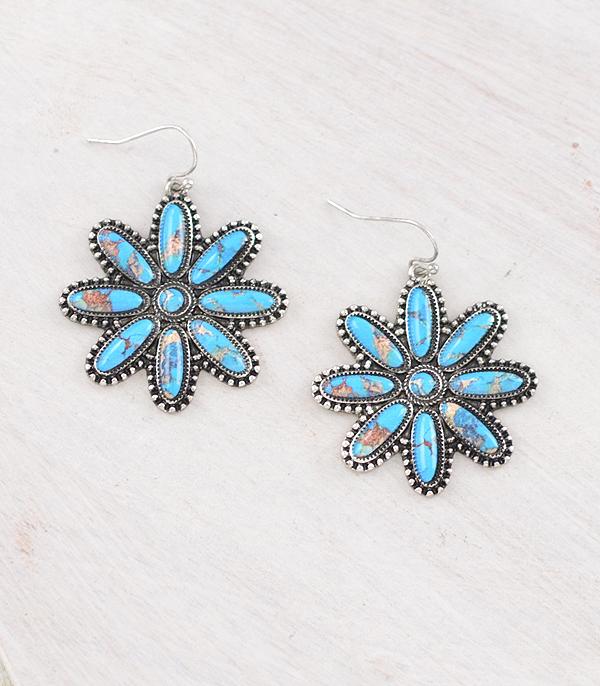 New Arrival :: Wholesale Western Turquoise Flower Earrings