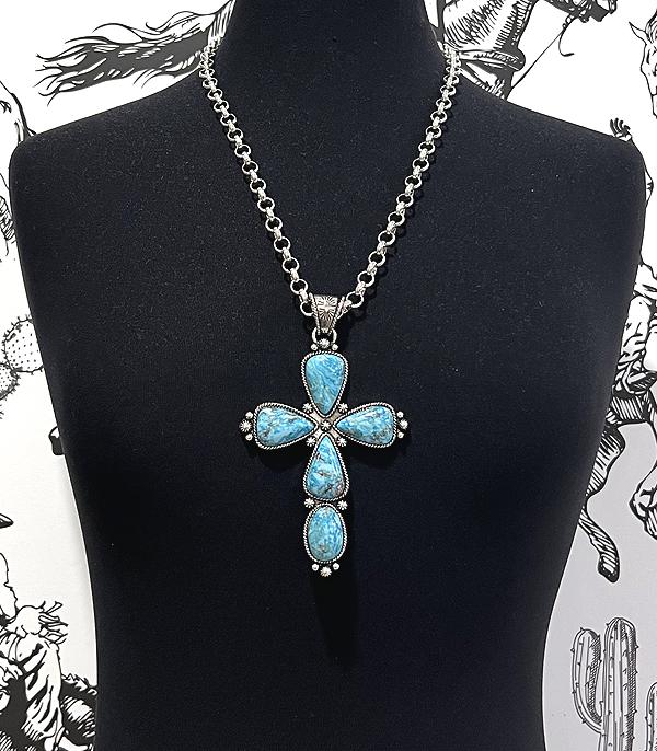 WHAT'S NEW :: Wholesale Western Turquoise Large Cross Necklace
