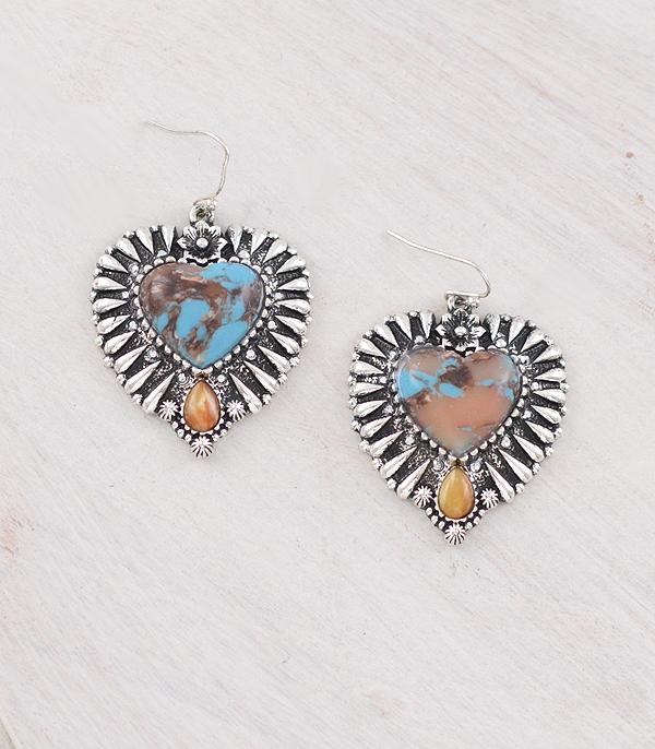 New Arrival :: Wholesale Western Heart Concho Earrings