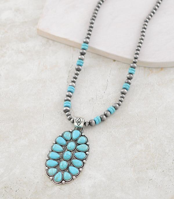 NECKLACES :: WESTERN LONG NECKLACES :: Wholesale Western Turquoise Pendant Necklace