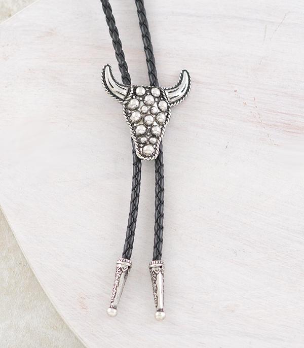 New Arrival :: Wholesale Western Cow Skull Bolo Necklace