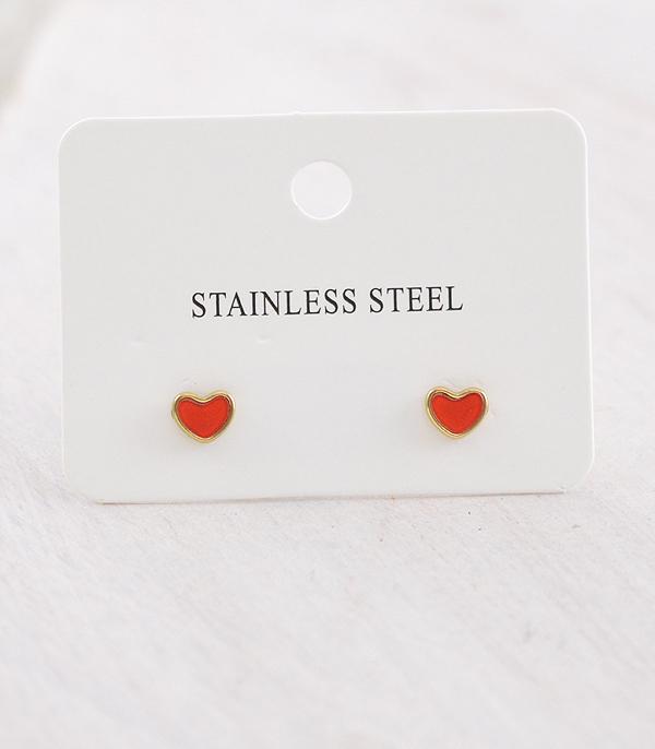 New Arrival :: Wholesale Red Heart Dainty Stainless Steel Earring