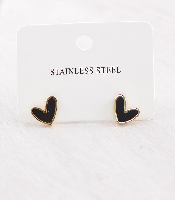 New Arrival :: Wholesale Stainless Steel Heart Stud Earrings