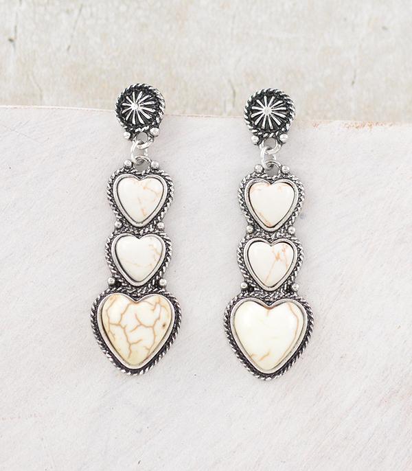 New Arrival :: Wholesale Western Heart Stone Drop Earrings