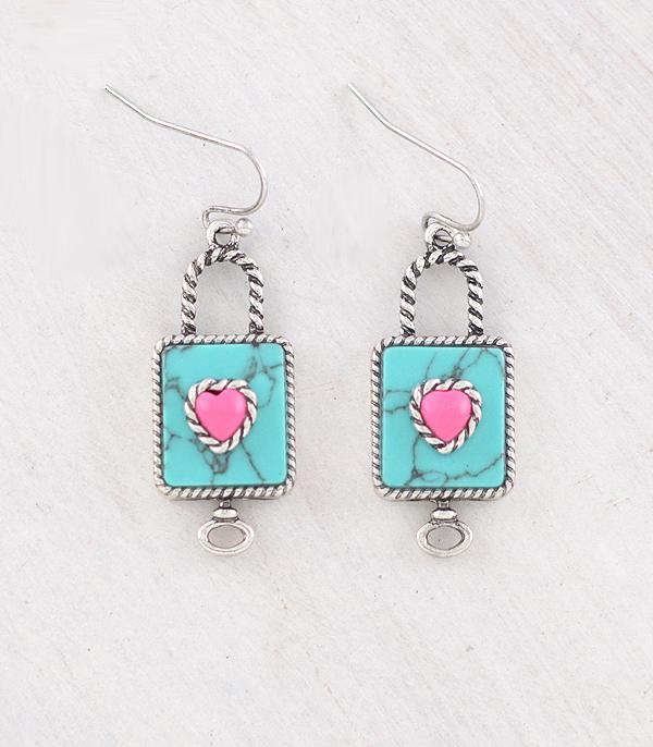 EARRINGS :: WESTERN HOOK EARRINGS :: Wholesale Western Turquoise Lock Earrings