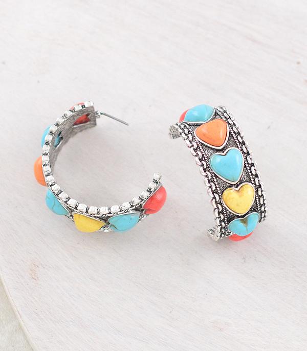 WHAT'S NEW :: Wholesale Western Multicolor Heart Hoop Earrings