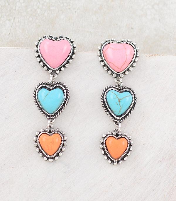New Arrival :: Wholesale Western Multicolor Heart Earrings