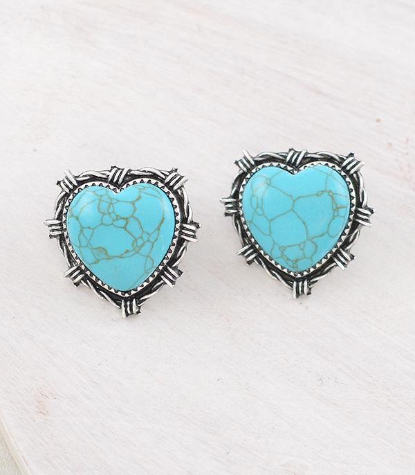New Arrival :: Wholesale Western Turquoise Heart Earrings
