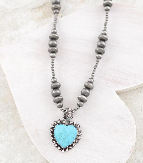 New Arrival :: Wholesale Turquoise Heart Navajo Pearl Necklace