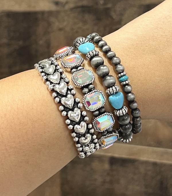 WHAT'S NEW :: Wholesale Western Turquoise Heart Stacked Bracelet