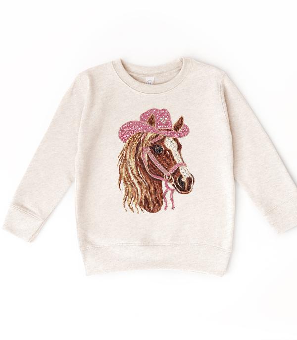 <font color=red>VALENTINE'S</font> :: Wholesale Rabbit Skins Pink Horse Kids Sweatshirt