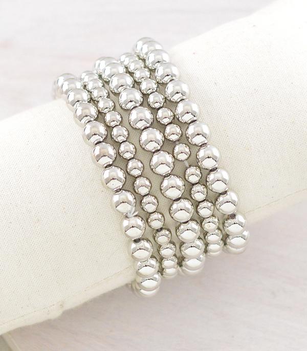 New Arrival :: Wholesale Silvered Beaded Bracelet Set
